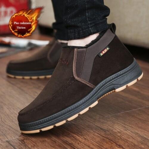 Cotton Shoes Men Warm Men Shoes Winter Plus Velvet Thickening Outdoor High-Top Casual Shoes Elderly Large Size Cotton Boots Men