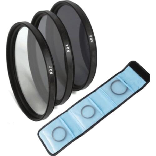 Lightdow ND2 ND4 ND8 3 in 1 Lens Kit 49mm 52mm 55mm 58mm 62mm 67mm 72mm 77MM Neutral Density Filter Lens Set