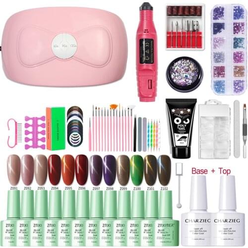 Gel Nail Polish Set 54W UV Lamp Nail 12Colors With Drill Machine Manicure Extension Gel Diy Full Set Everything For Manicure