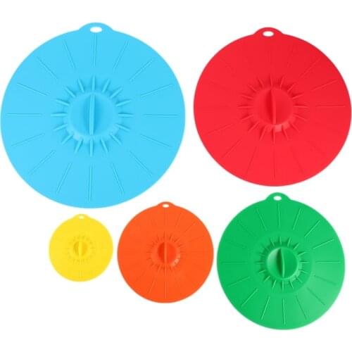 Set of 5 silicone Microwave bowl cover cooking pot pan lid Cover-Silicone food wrap cooking tools kitchen utensil