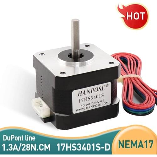 Free shipping Nema 17 Stepper Motor 17HS3401S 1.3A 28N.CM 34mm 4-lead 42 motor 42BYGH with DuPont wires CNC Laser for 3D printer