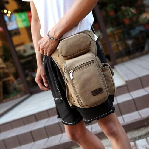 New Canvas Waist Bag Mens Messenger Bags Vintage Men Bag Travel Belt Wallets,drop Shipping