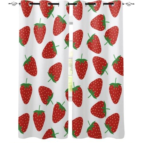 Fruit Strawberry White Window Curtains for Living Room Bedroom Kitchen Modern Curtains Home Decoration Drapes Blinds
