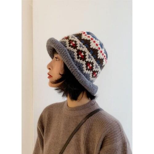 Female Knitting Bucket Hats Harajuku Bucket Hat Fishing Outdoor Panama Hip Hop Cap Mens Summer For Fisherman Hat Women Spring