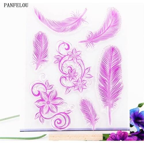 Feather Transparent Silicone Rubber Clear Stamps Cartoon For Scrapbooking/DIY Easter Wedding Album
