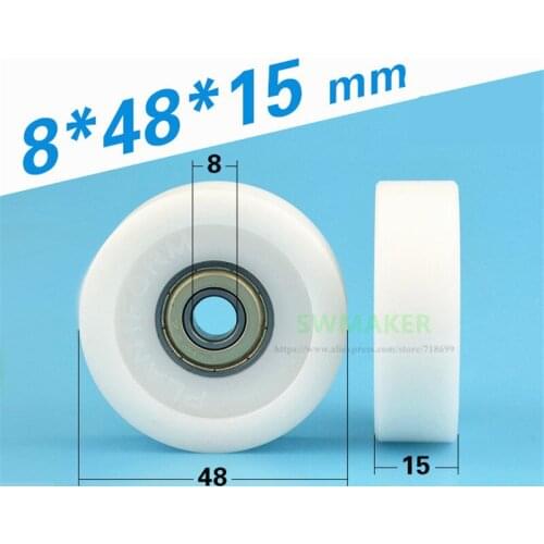 1pcs 8*48*15mm 608zz plastic wheel/bearing pulley/passive wheel, non-standard automatic design accessories, flat wheel