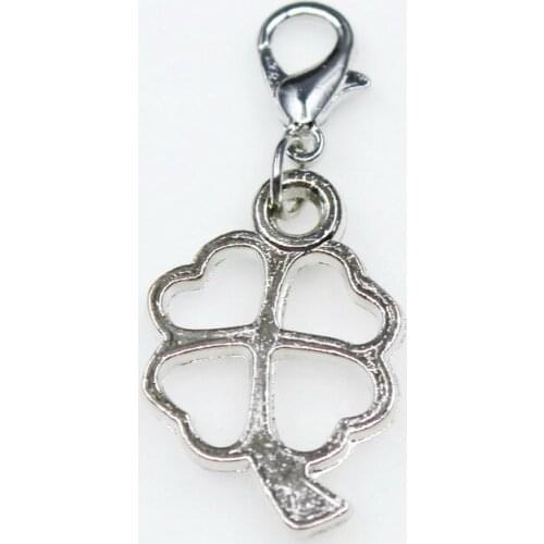 Botany 20pcs Four Leaf Clover Dangle Charms Lobster Clasp Hanging Charm DIY Bracelet Jewelry Accessory Charms