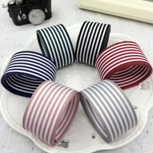 Kewgarden 25mm 1" Stripe Grosgrain Ribbons DIY Bowknot Accessories Satin Ribbon Handmade Tape Riband10M/lot