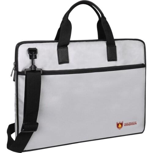 Portable Document Computer Bag Briefcase Waterproof Fireproof Document Case with Shoulder Strap for Business