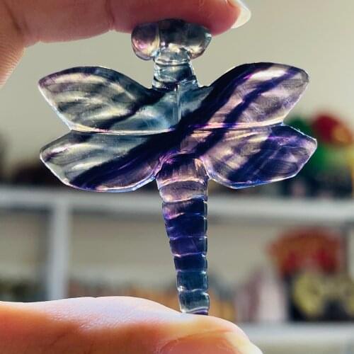 Natural Fluorite Mineral Dragonfly Crystal Crafts For Gifts