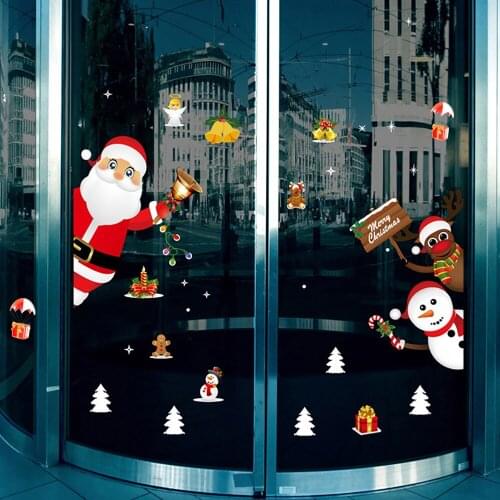 Diy Christmas Sticker For Showcase Window Wall Xmas Santa Claus Shop Christmas Showcase Stickers On The Window New Year Decor