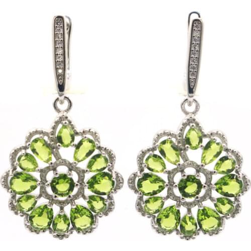 20x17mm Multi Color Silver Earrings for Women Created Iolite Tourmaline Aquamarine Blue Topaz Zircon Fine Jewelry