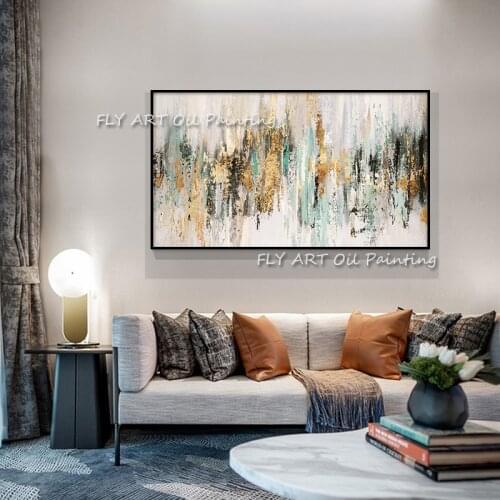 Modern Abstract Gold Foils Canvas Picture Colorful Wall Art Paintings Print Wall Pictures for Living Room Bedroom Home Decor