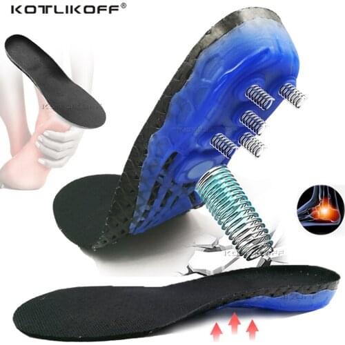 KOTLIKOFF Running Sport Insoles For Feet Spring Super Shock-Absorbant Silicone Orthotic Shoes Sole Heel Pain Relieve Padded Care