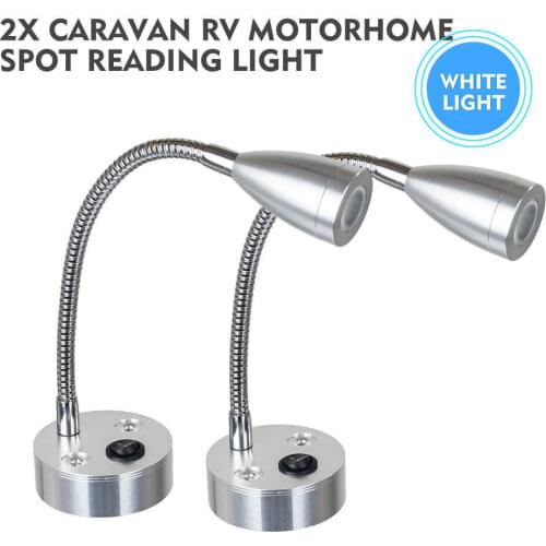 2pcs 12V 3W LED Spot Reading Light ON OFF Switch Camper Van Caravan VAN Boat Interior White Light