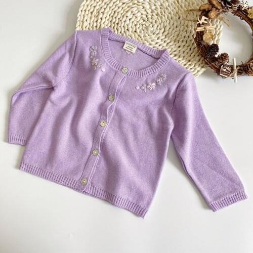 New Spring 2021 Kids Girls Long Sleeve Knit Sweater Autumn Winter Flower Neck Baby Clothing Newborn Infant Sweaters