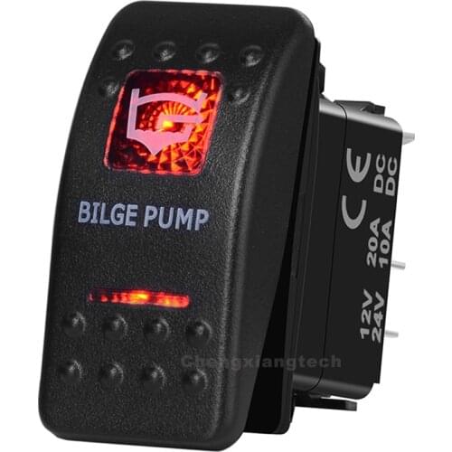 Bilge Pump Car Boat SPST Rocker Toggle Switch Red Led 5 Pins On Off 12V 20A 24V 10A for Carling ARB Narva 4x4 Style