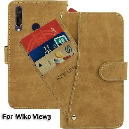 Vintage Leather Wallet Wiko View3 Case 6.26" Flip Luxury Card Slots Cover Magnet Stand Phone Protective Bags