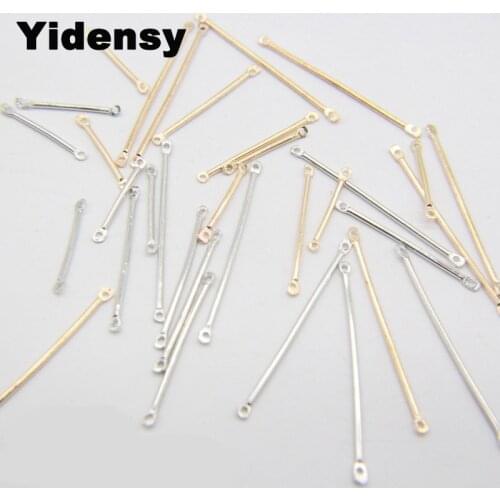 Yidensy 50pcs 2 loop Long Bar Stick Connector Link 20MM 30MM 40MM Silver Gold Tone DIY Drop Earring Jewelry Making Findings