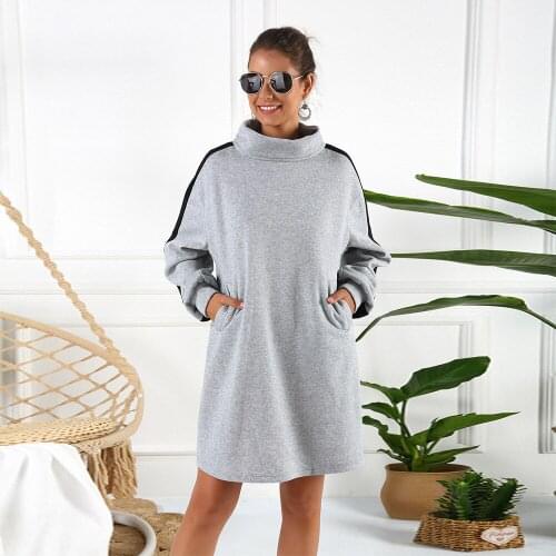 Autumn and winter womens clothing striped stitching mid-length plus velvet thick sweater women