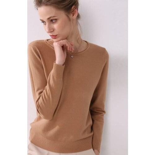 Women knitting sweater long sleeves curled O-neck collar female Short Casual Solid fashion thin pullover Ladies winter sweaters