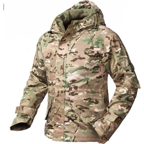 Winter Camouflage Tactical Jacket Men Waterproof Warm Thick Fleece Liner Windbreaker Hooded Army Field Military Coat