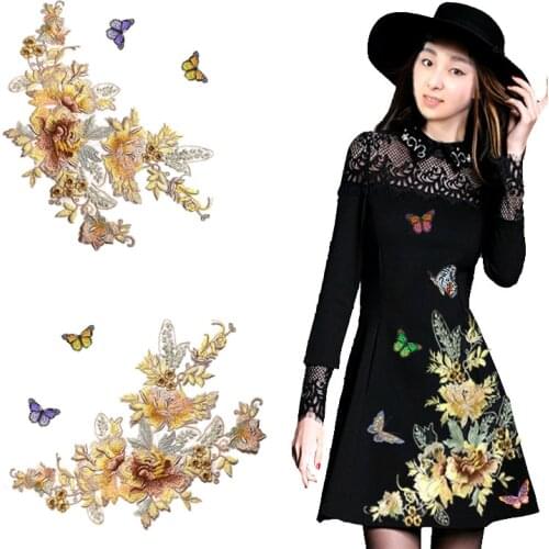 1 Group 3D Lace Patch Fabric Peony Applique Computer Embroidered Flowers Stage Clothes Diy Accessories RS937