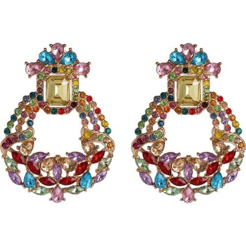 2020 Luxury Crystal Water Drop Earrings Women Statement ZA Earrings Jewelry Long Drop Earrings Indian Jewelry For Women