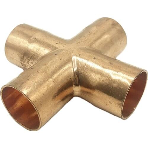 22x1mm Copper End Feed Equal Cross 4 Way Plumbing Pipe Fitting for gas water oil