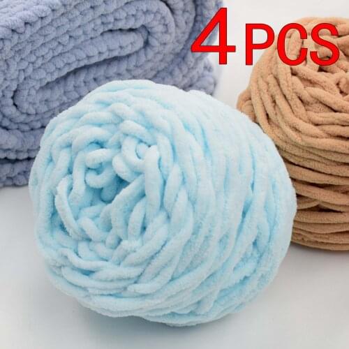 4pcsX100g Soft milk cotton Colorful Dye Scarf Hand-knitted wool yarn Chunky DIY Crochet Knitting yarn Giant wool blends blanket