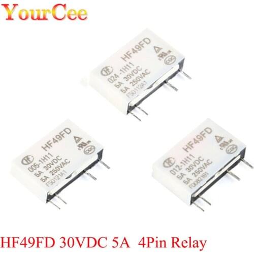 5Pcs Relay 12V HF49FD-012-1H11 HF49FD-012-1H11 HF49FD-024-1H11 4PIN 5A Relay 5V Relay 12V 24V Normally Open Hot Sale