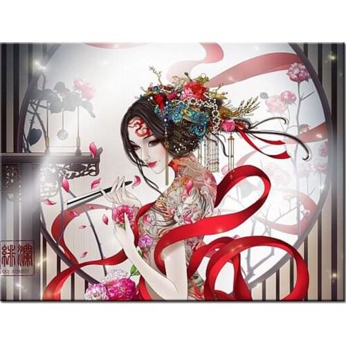 5D square Round diamond painting japanese dancing beauty diy embroidery Oriental woman Decor Cross Stitch puzzle