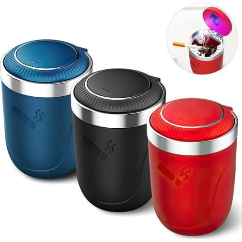 Car Ashtray with LED Light Push Type Auto Vehicle Cigarette Ashtray Holder Decor Interior Decoration Creative Product Ashtray