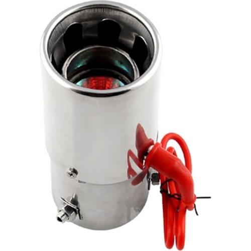 Car Tail Throat Exhaust Pipe Muffler Universal Red Light Flaming Stainless Muffler Tip Spitfire Auto LED Exhaust Pipe