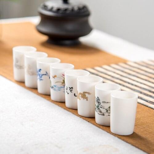 White Tea Cup Set Porcelain Handmade Kung Fu Teacups Small Style Ceramic Cup Mugs For Travel Tea Set Tea Ceremony
