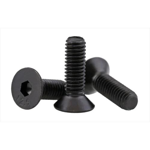 Free shipping 5PCS DIN7991 M12 series 10.9 round M12*20/25-100mm Carbon Steel Flat Countersunk Head Hex Socket Screw