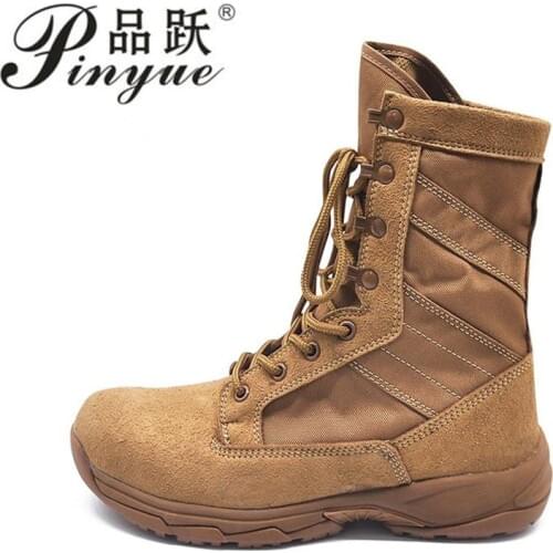 Spring Mens Army Tactical Boots Fashion Style Comfortable Cow suede desert combat boot Ankle-up army boots with zipper