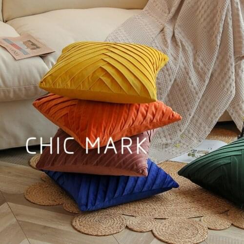 Sofa Decorative Cushions Suede Pillow Seat Cushion Cover Yellow Solid Color Pillow Cusions Cover Federe Cuscini Divano