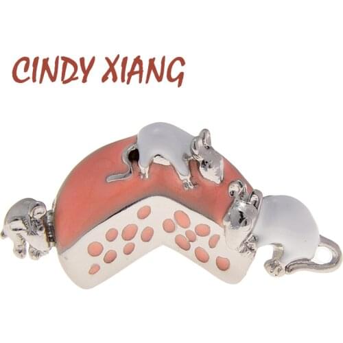 CINDY XIANG New Creative Silver Alloy Cute Mouse Brooches for Women and Men Enamel Animal Geometric Brooch Pins High Quality