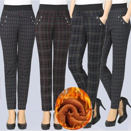 DERMSPE Women's Plaid Trousers
