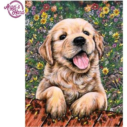 DIY 5D Diamond Mosaic dog Puppy,Picture of Rhinestones,Crystals Drawing,Full square,Diamond Embroidery Painting,Animals Series