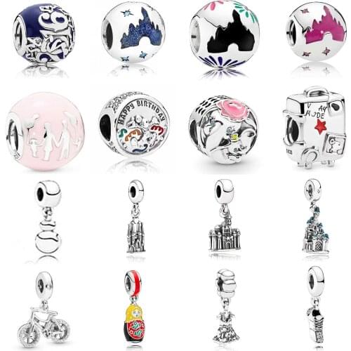 2019 NEW 100% 925 Silver Lovely Bicycle Romantic Valentines Day Charm Gift Snowflake Castle Beaded Limited Edition Collection