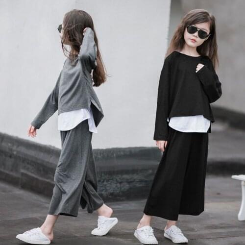 Children Clothing Set Autumn Fashion Girls Clothing Wide Leg Pants 3 Piece Girls Clothes Sets Teenage Kids 5 7 8 10 12 14 Years