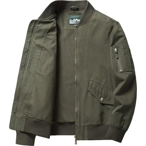 Mcikkny Men Cargo Casual Bomber Jackets Solid Color Spring Autumn Pilot Outwear Top For Male Clothing Size M-5XL