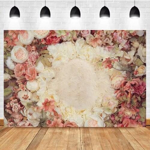 Laeacco Pink Flower Garland Wedding Bridal Shower Birthday Photo Background Photography Backdrop For Photo Studio