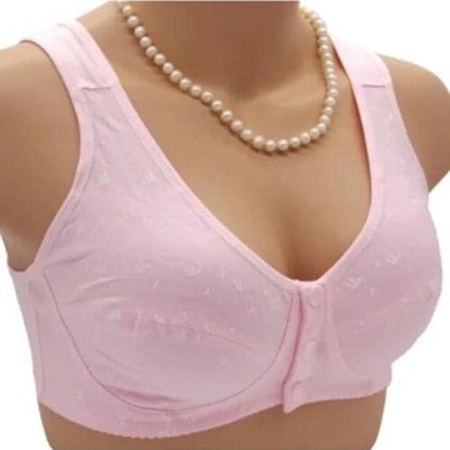Summer Women Front Button Bra without padding Plus Size bras Mothers Cotton Wireless Underwear Large Bralette 5122