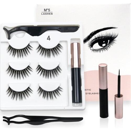 Magnetic Eyelashes 3D Mink Eyelashes Magnetic Eyeliner Magnetic Lashes Short False Lashes Lasting Handmade Eyelash Makeup Tool