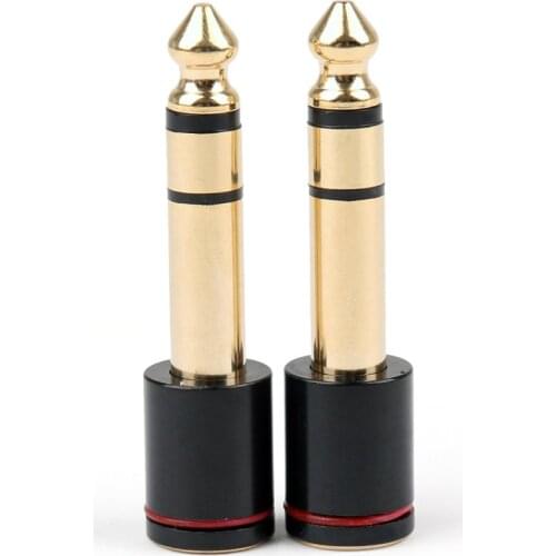 Areyourshop Sale 2PCS Copper 6.35mm Male Plug To 3.5mm Stereo Female Headphone Jack Audio Adapter