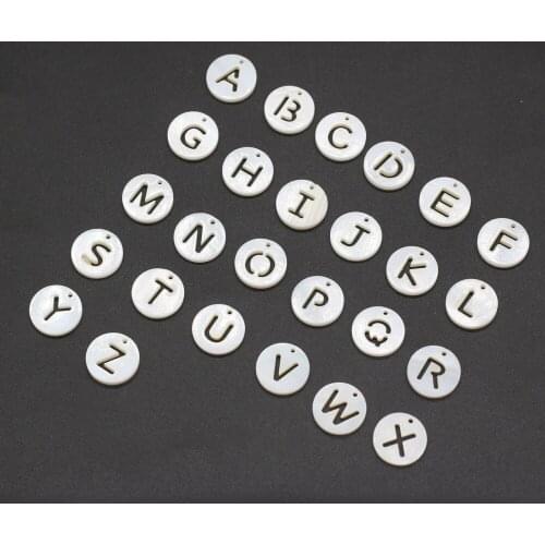 2021New Natural Freshwater Shell Round 26 Letters with Holes Bead Loose Beads Handmade DIY Necklace Bracelet Earring Accessories