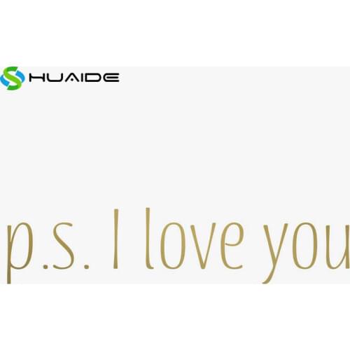 "p.s. I love you" Gold Words Wall Stickers Home Decor Door Decor Childs Birthday Party Decoration Lovers Bedroom Decal A333